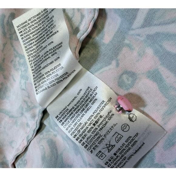 H&M Open Back Retro Floral Print Midi Dress Slit S Pink Green Feminine Coquette - Picture 10 of 11